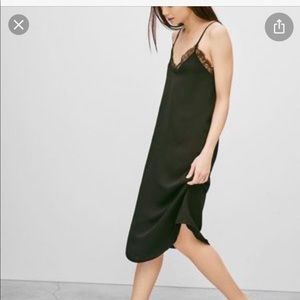 Babaton Townsend Dress. Black slip midi dress.